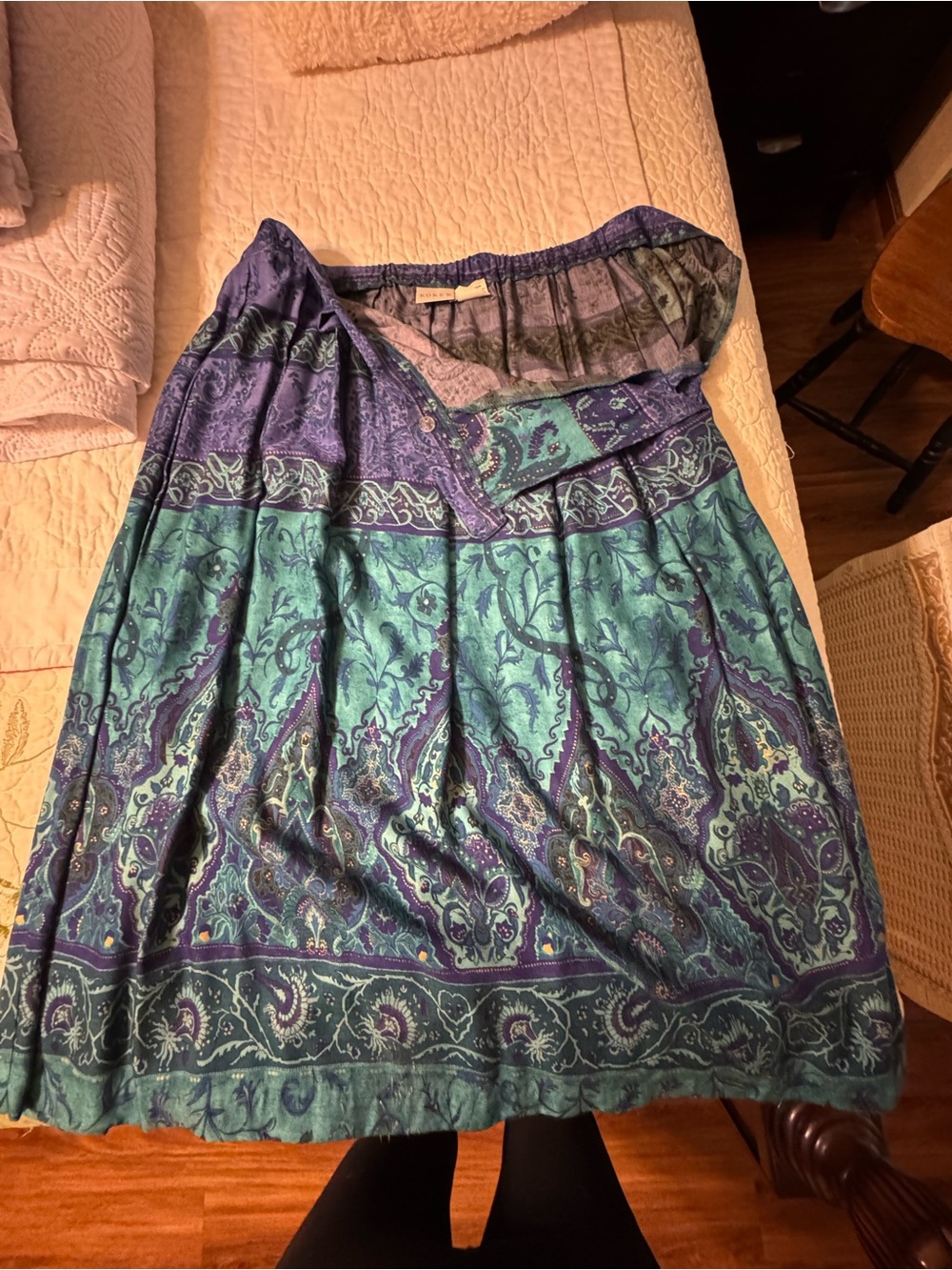 Koret Teal & Purple Paisley A-Line Skirt